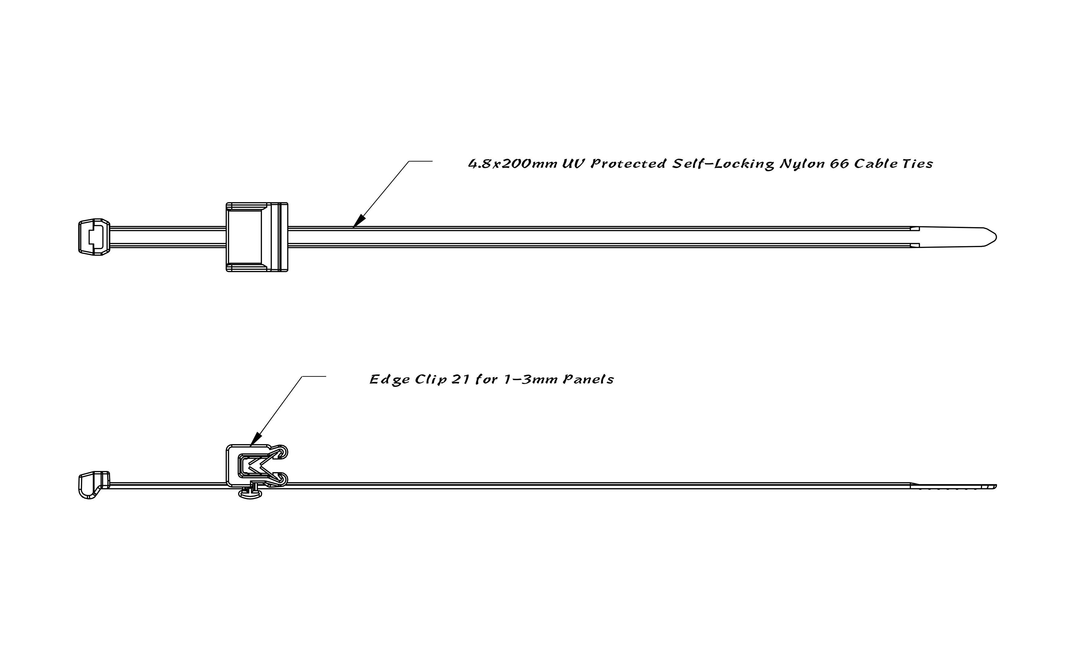 2-Piece EC21 Edge Clip Cable Tie, 1-3mm Panel